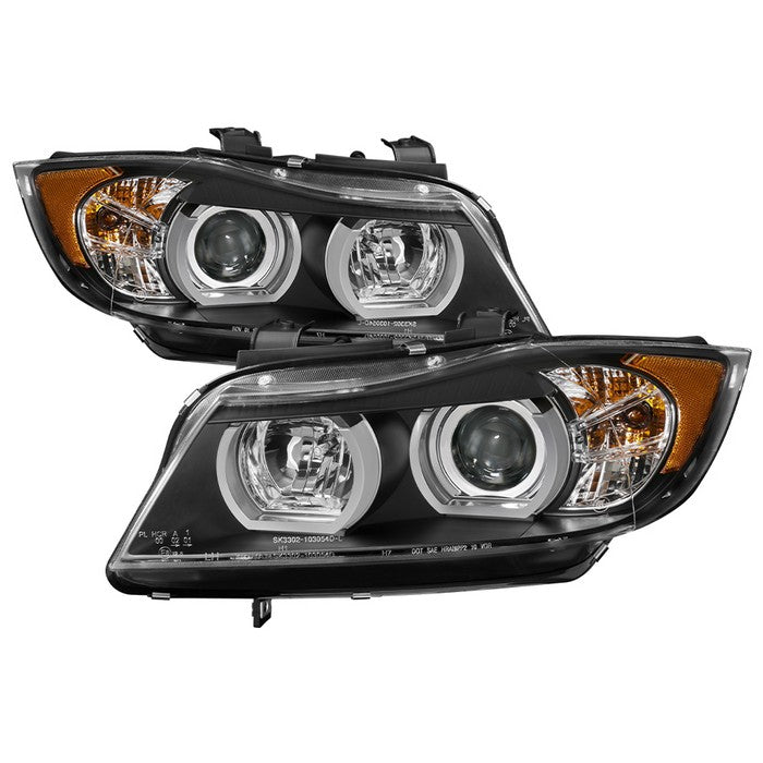 ( Spyder Signature ) BMW E90 3-Series 06-08 4DR Version 2 Projector Headlights - AFS HID Model Only ( Not Compatible with Halogen Model ) - Light Bar DRL - Black