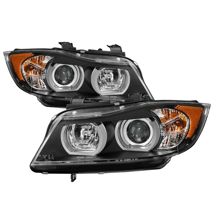 ( Spyder Signature ) BMW E90 3-Series 06-08 4DR Projector Headlights - Halogen Model Only ( Not Compatible with Xenon/HID Model ) - LBDRL - Black