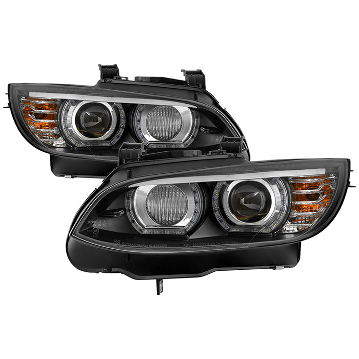 ( Spyder Signature ) BMW E92 3 Series 08-10 Projector Headlights Low Beam D1S (factory HID vehicles only) Not Included High Beam H3 Included - LED DRL - Black