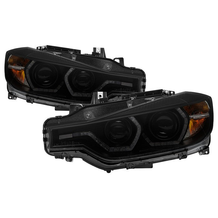 ( Spyder Signature ) BMW F30 3 Series 2012 - 2014 4DR Projector Headlights - LED DRL - Black Smoke