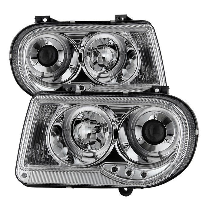 ( Spyder Signature ) Chrysler 300C 05-10 Projector Headlights - LED Halo - LED ( Replaceable LEDs ) - Chrome - High H1 (Included) - Low 9006 (Not Included)