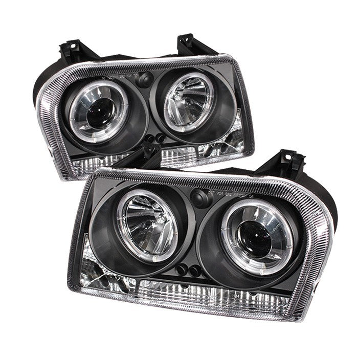 ( Spyder Signature ) Chrysler 300 05-08 Projector Headlights - LED Halo - LED ( Replaceable LEDs ) - Black - High H1 (Included) - Low 9006 (Not Included)