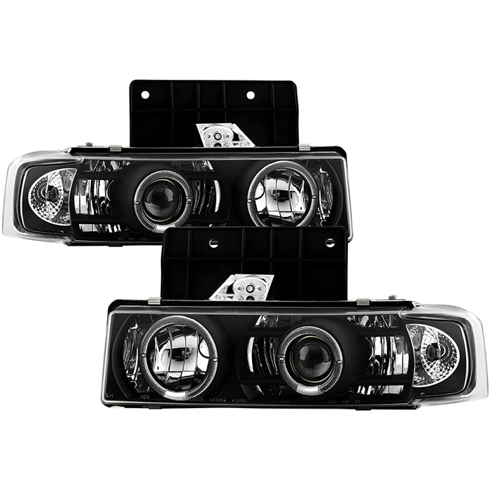 ( Spyder Signature ) Chevy Astro 95-05 / GMC Safari 95-05 Projector Headlights - LED Halo - Black - High 9005 (Not Included) - Low 9006 (Not Included)