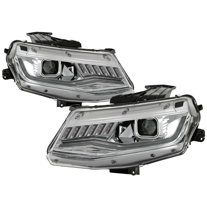 ( Spyder Signature ) Chevy Camaro 16-18 Halogen Model Projector Headlights - Sequential Turn Signal - Low Beam: - High Beam: - Signal: - Chrome