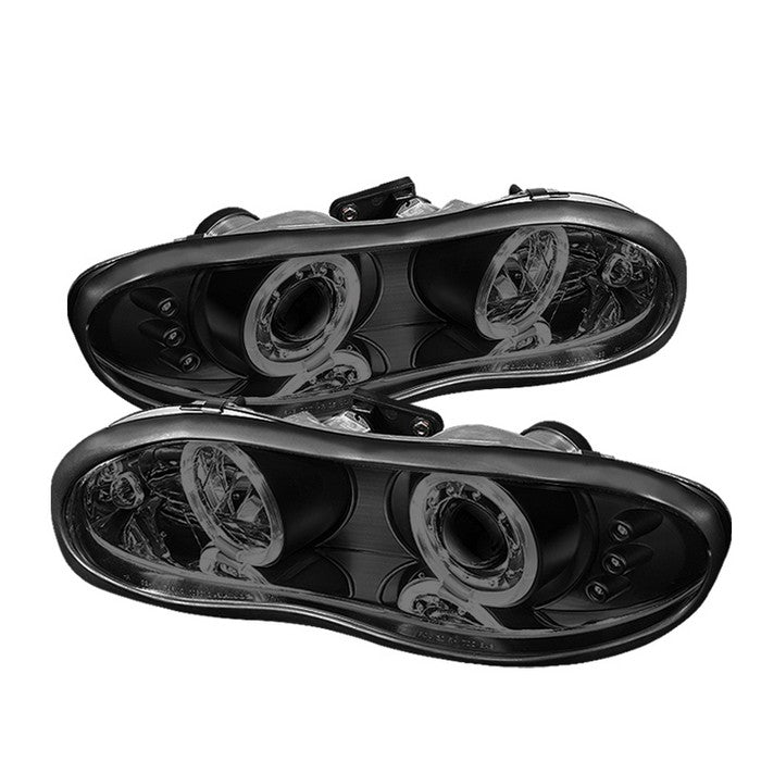 ( Spyder Signature ) Chevy Camaro 98-02 Projector Headlights - LED Halo - LED ( Replaceable LEDs ) - Black Smoke - High 9005 (Not Included) - Low H1 (Included)