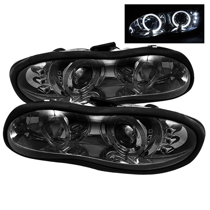 ( Spyder Signature ) Chevy Camaro 98-02 Projector Headlights - LED Halo - LED ( Replaceable LEDs ) - Smoke - High 9005 (Not Included) - Low H1 (Included)