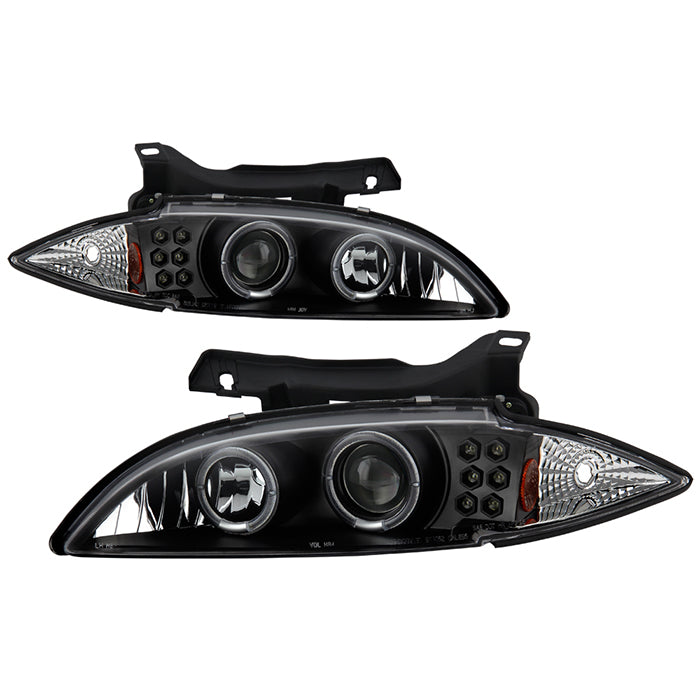 ( Spyder Signature ) Chevy Cavalier 95-99 Projector Headlights - LED Halo - replaceanle LEDs - Black - High H1 (Included) - Low H1 (Included)