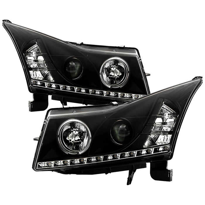 ( Spyder Signature ) Chevy Cruze 11-14 Projector Headlights - LED Halo -DRL - Black - High H1 (Included) - Low H7 (Included)