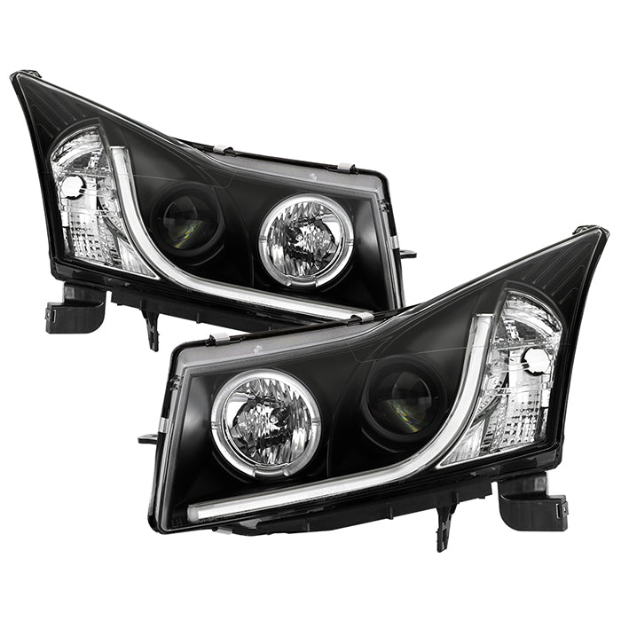 ( Spyder Signature ) Chevy Cruze 11-14 Projector Headlights - Light Tube DRL - Black - High H1 (Included) - Low H7 (Included)