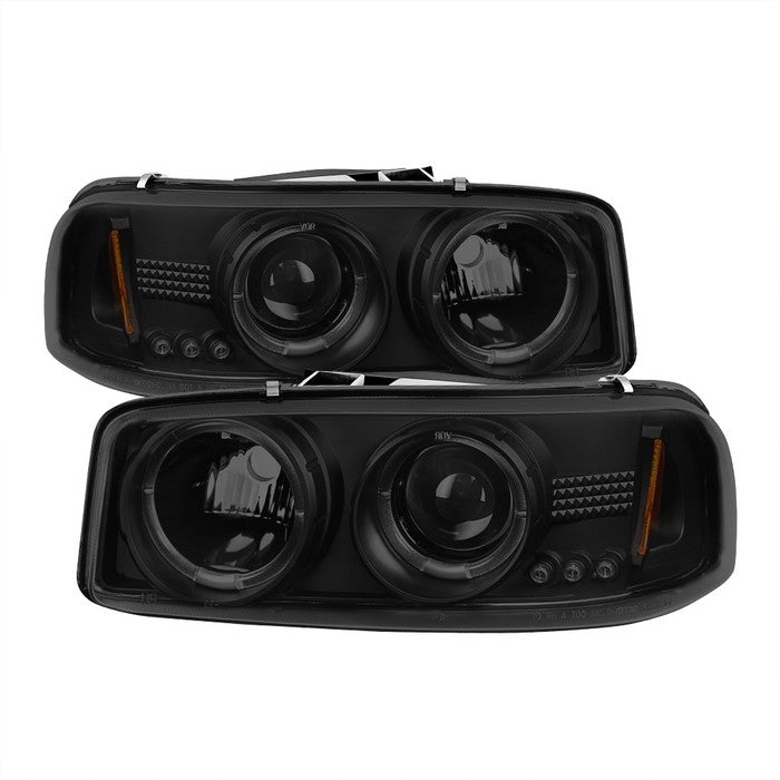 ( Spyder Signature ) GMC Sierra 1500/2500/3500 99-06 / GMC Sierra Denali 02-07 / GMC Yukon 00-06 / GMC Yukon Denali 01-06 Projector Headlights - LED Halo - LED ( Replaceable LEDs ) - Black Smoke - High 9005 (Not Included) - Low 9006 (Included)