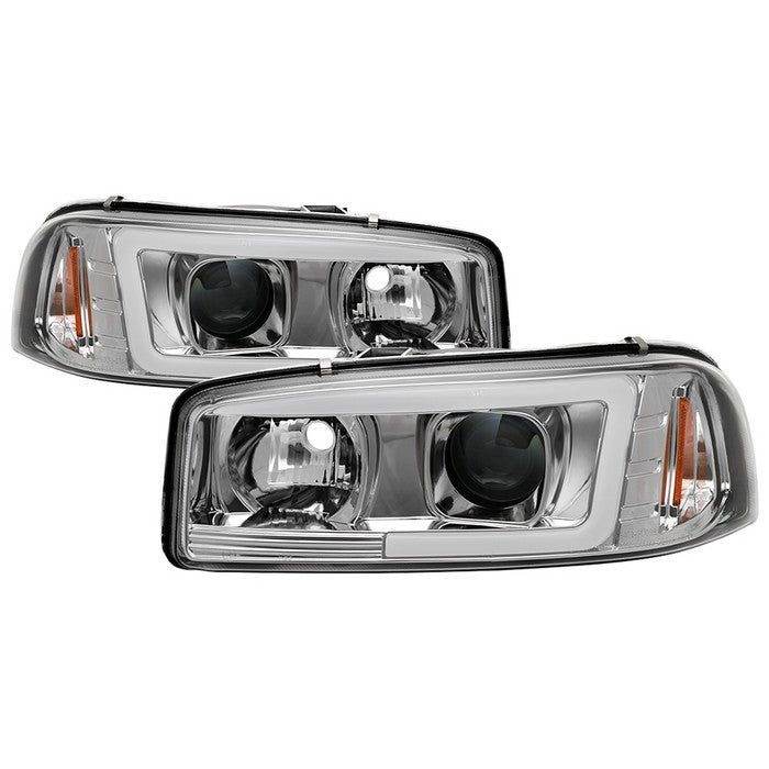 ( Spyder Signature ) GMC Sierra 1500/2500/3500 99-06 / GMC Sierra Denali 02-07 / GMC Yukon 00-06 / GMC Yukon Denali 01-06 Version 2 Projector Headlights - Light Bar DRL - Chrome