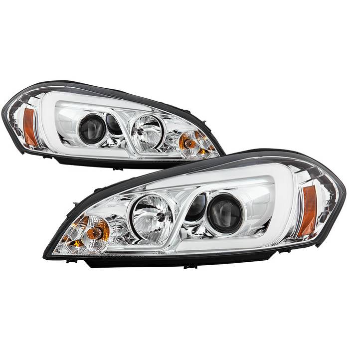 ( Spyder Signature ) Chevy Impala 06-13 / Chevy Monte Carlo 06-07 Projector Headlights - Light Bar -  Low Beam-H1(Included) ; High Beam-H1(Included) ; Signal-7443NA(Included) - Chrome