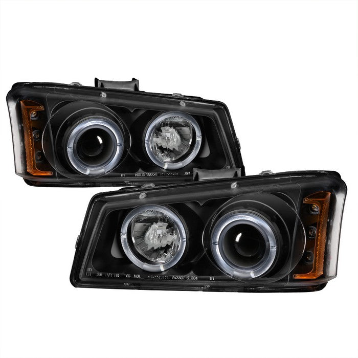 ( Spyder Signature ) Chevy Silverado 1500/2500/3500 03-06 / Chevy Silverado 1500HD 03-07 / Chevy Silverado 2500HD 03-06 / Chevy Avalanche 02-06 Projector Headlights ( Will Not Fit Model With Body Cladding ) - LED Halo - LED ( Replaceable LEDs ) - Amber Re