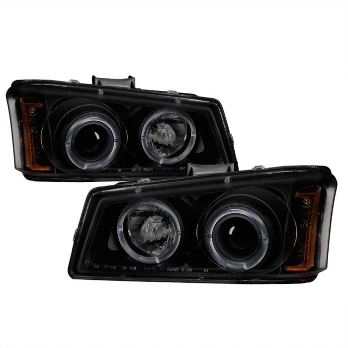 ( Spyder Signature ) Chevy Silverado 1500/2500/3500 03-06 / Chevy Silverado 1500HD 03-07 / Chevy Silverado 2500HD 03-06 / Chevy Avalanche 02-06 Projector Headlights ( Will Not Fit Model With Body Cladding ) - LED Halo - LED ( Replaceable LEDs ) - Black Sm