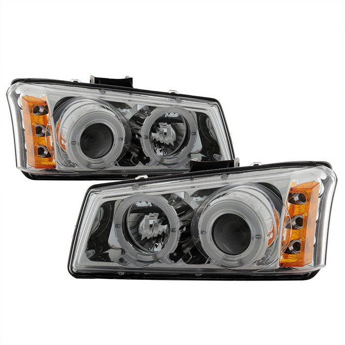 ( Spyder Signature ) Chevy Silverado 1500/2500/3500 03-06 / Chevy Silverado 1500HD 03-07 / Chevy Silverado 2500HD 03-06 / Chevy Avalanche 02-06 Projector Headlights ( Will Not Fit Model With Body Cladding ) - LED Halo - LED ( Replaceable LEDs ) - Amber Re