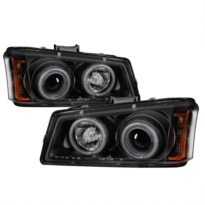 ( Spyder Signature ) Chevy Silverado 1500/2500/3500 03-06 / Chevy Silverado 1500HD 03-07 / Chevy Silverado 2500HD 03-06 / Chevy Avalanche 02-06 Projector Headlights ( Will Not Fit Model With Body Cladding ) - CCFLHalo - LED ( Replaceable LEDs ) - Black -