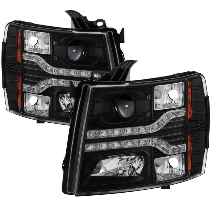 ( Spyder Signature ) Chevy Silverado 1500 07-13 / 2500HD/3500HD 07-14 Version 2 Projector Headlights - LED DRL - Black