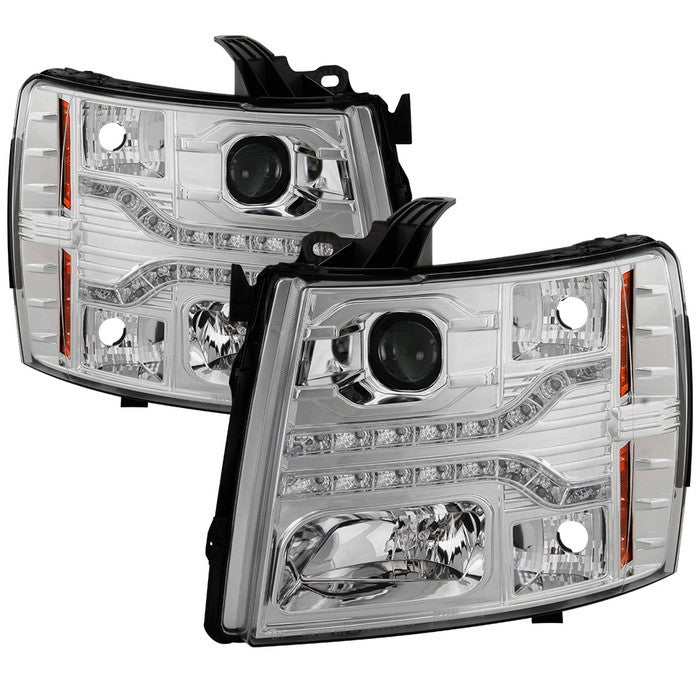 ( Spyder Signature ) Chevy Silverado 1500 07-13 / 2500HD/3500HD 07-14 Version 2 Projector Headlights - LED DRL - Chrome