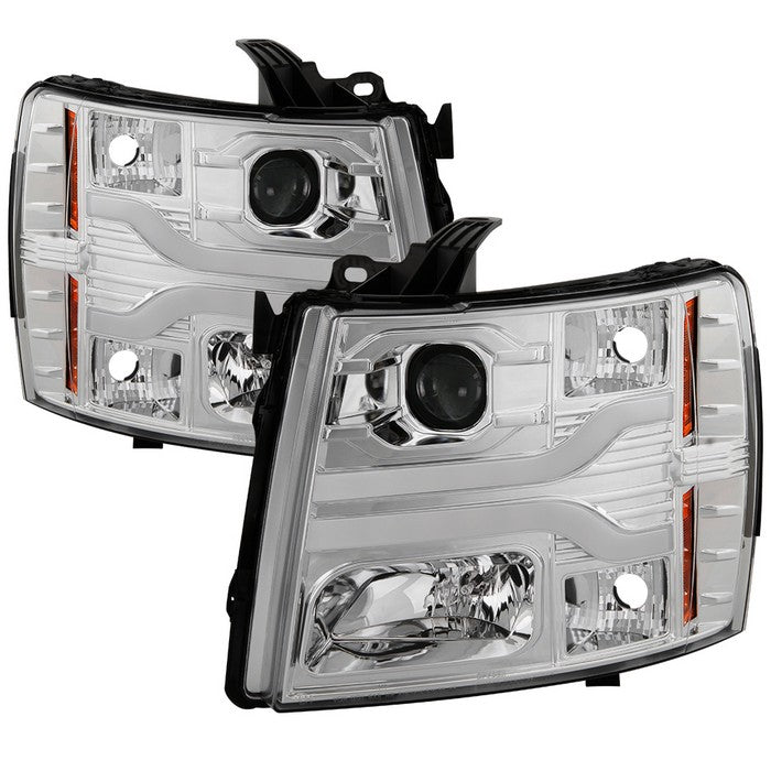 ( Spyder Signature ) Chevy Silverado 1500 07-13 / 2500HD/3500HD 07-14 Version 3 Projector Headlights - LED DRL - Chrome