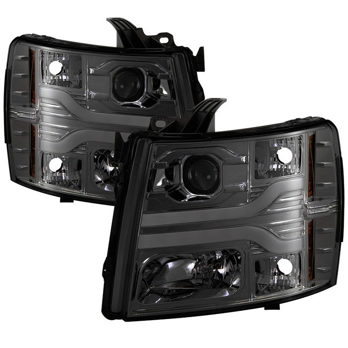 ( Spyder Signature ) Chevy Silverado 1500 07-13 / 2500HD/3500HD 07-14 Version 3 Projector Headlights - LED DRL - Smoke