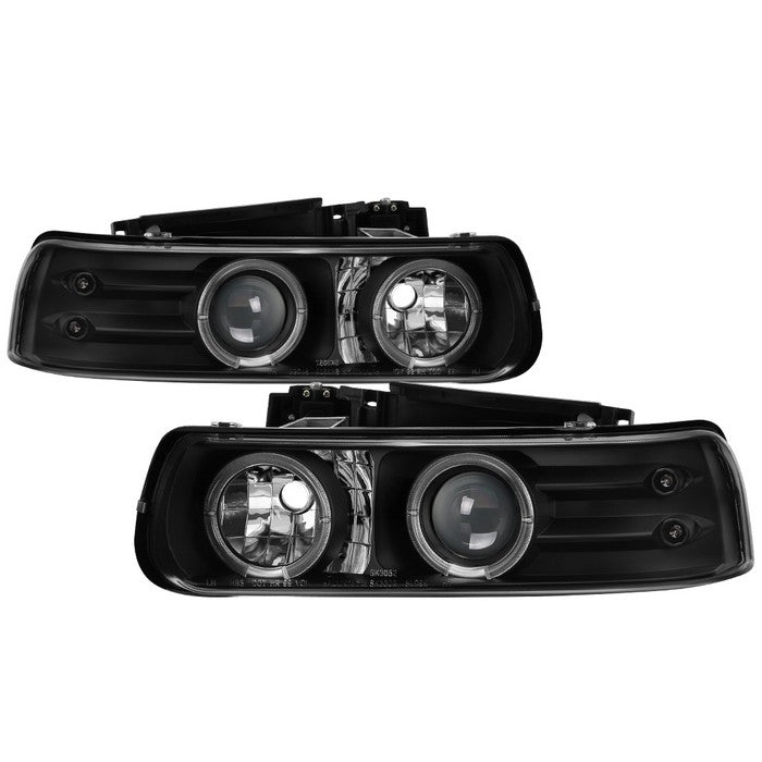 ( Spyder Signature ) Chevy Silverado 1500/2500 99-02 / Chevy Silverado 3500 01-02 / Chevy Suburban 1500/2500 00-06 / Chevy Tahoe 00-06 Projector Headlights - LED Halo - LED ( Replaceable LEDs ) - Black - High 9005 (Not Included) - Low H1 (Included)