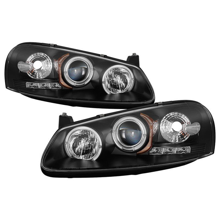 ( Spyder Signature ) Chrysler Sebring 01-03 4Dr & Convertible ( Does Not Fit 2Dr Coupe ) / Dodge Stratus 01-06 4Dr Projector Headlights - LED Halo - LED ( Replaceable LEDs ) - Black - High H1 (Included) - Low H1 (Included)