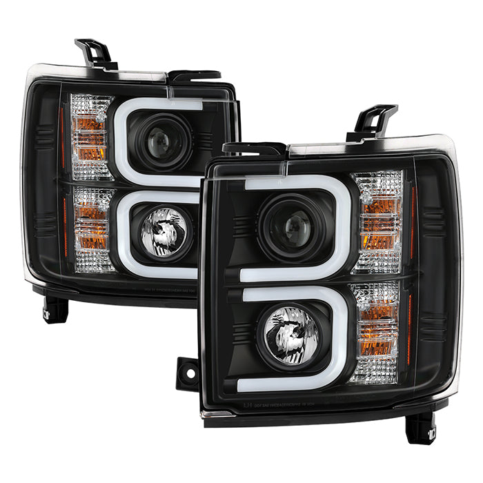 ( Spyder Signature ) Chevy Silverado 15-19 2500/3500 HD Projector Headlights - Light Bar DRL - Black