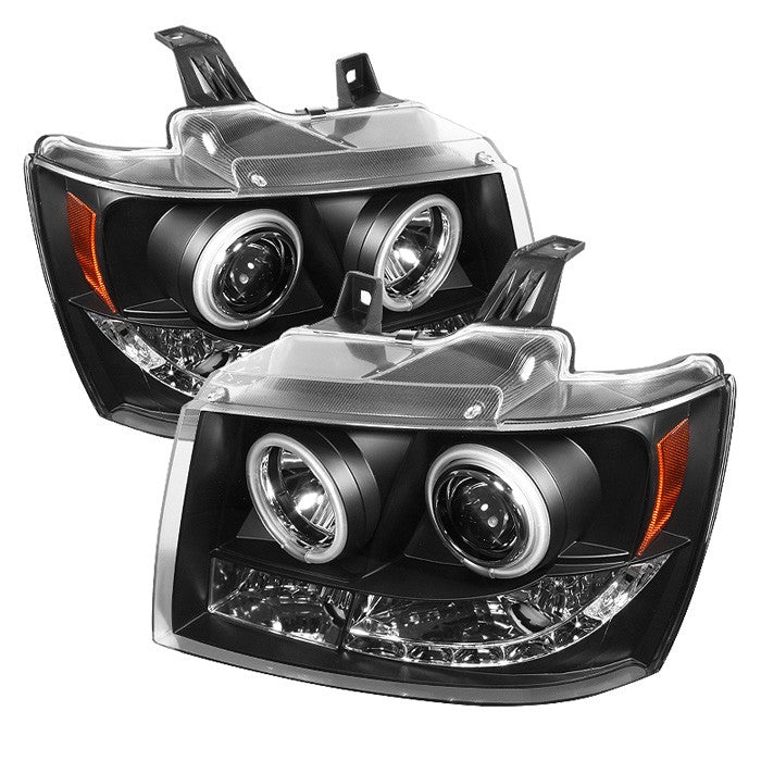 ( Spyder Signature ) Chevy Suburban 1500/2500 07-14 / Chevy Tahoe 07-14 / Avalanche 07-14 Projector Headlights - CCFL Halo - LED ( Replaceable LEDs ) - Black - High H1 (Included) - Low H1 (Included)