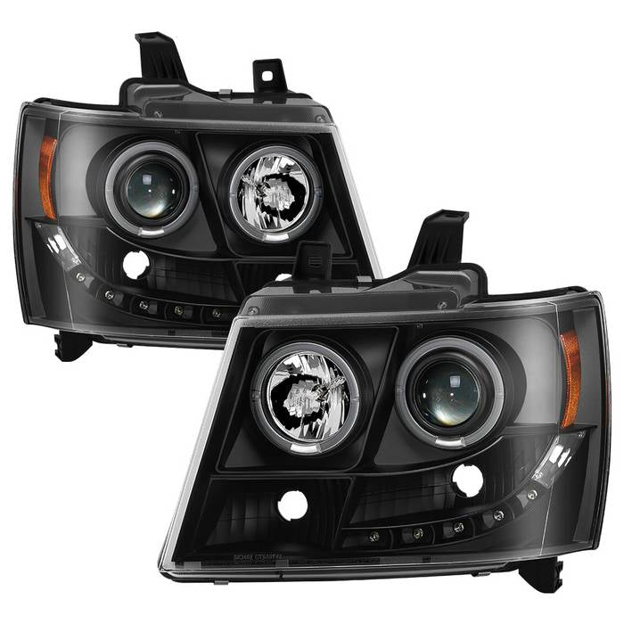 ( Spyder Signature ) Chevy Suburban 1500/2500 07-14 / Chevy Tahoe 07-14 / Avalanche 07-14 Projector Headlights - LED Halo - LED ( Replaceable LEDs ) - All Black - High H1 (Included) - Low H1 (Included)