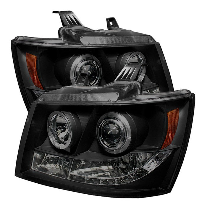 ( Spyder Signature ) Chevy Suburban 1500/2500 07-14 / Chevy Tahoe 07-14 / Avalanche 07-14 Projector Headlights - LED Halo - LED ( Replaceable LEDs ) - Black Smoke - High H1 (Included) - Low H1 (Included)