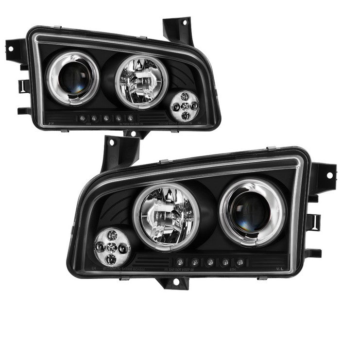 ( Spyder Signature ) Dodge Charger 06-10 Projector Headlights - Halogen Model Only ( Not Compatiable With Xenon/HID Model ) - CCFL Halo - LED ( Replaceable LEDs ) - Black - High H1 (Included) - Low 9006 (Not Included)