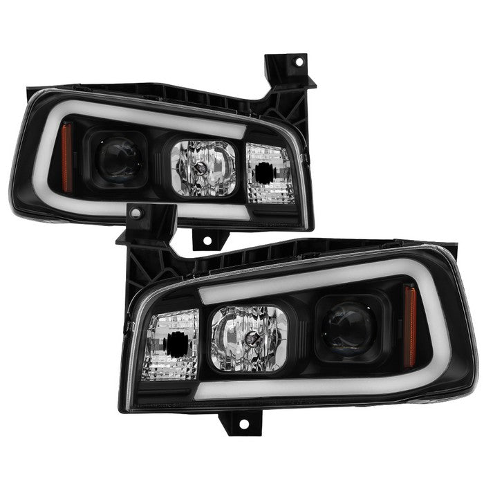 ( Spyder Signature ) Dodge Charger 06-10 1 Piece Projector Headlights - Halogen Model Only ( Not Compatiable With Xenon/HID Model ) - Light Bar LED - Black