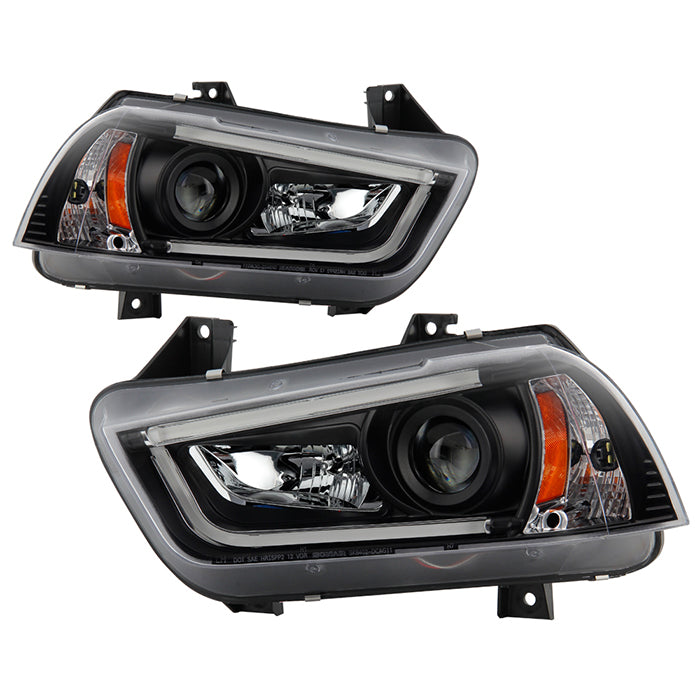 ( Spyder Signature ) Dodge Charger 11-14 Projector Headlights - Xenon/HID Model Only (Not Compatible With Halogen Model ) - Light Tube DRL - Black - High H1 (Included) - Low D3S (Not Included)