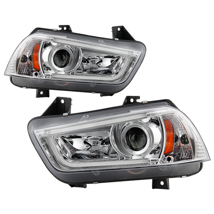 ( Spyder Signature ) Dodge Charger 11-14 Projector Headlights - Xenon/HID Model Only (Not Compatible With Halogen Model ) - Light Tube DRL - Chrome - High H1 (Included) - Low D3S (Not Included)