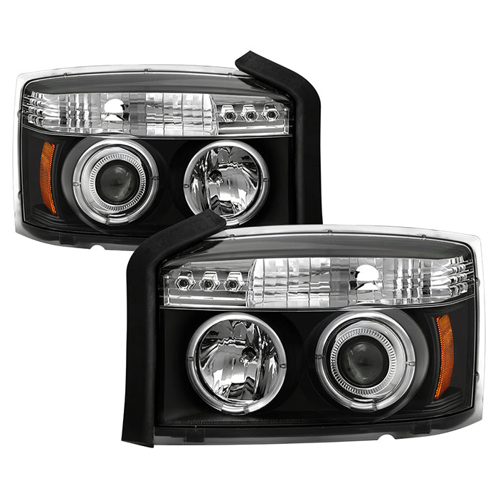 ( Spyder Signature ) Dodge Dakota 05-07 Projector Headlights - LED Halo - Black - High H1 (Included) - Low H1 (Included)