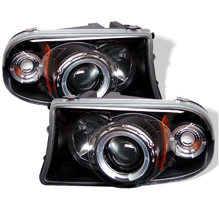 ( Spyder Signature ) Dodge Dakota 97-04 / Durango 98-03 1PC Projector Headlights - LED Halo - LED ( Replaceable LEDs ) - Black - High H1 (Included) - Low 9006 (Included)