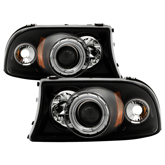 ( Spyder Signature ) Dodge Dakota 97-04 / Durango 98-03 1PC Projector Headlights - CCFL Halo - LED ( Replaceable LEDs ) - Black - High H1 (Included) - Low 9006 (Included)