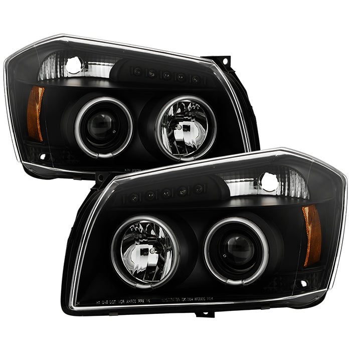 ( Spyder Signature ) Dodge Magnum 05-07 Projector Headlights - CCFL Halo - LED ( Replaceable LEDs ) - Black - High H1 (Included) - Low 9006 (Not Included)