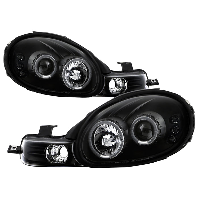 ( Spyder Signature ) Dodge Neon 00-02 Projector Headlights - LED Halo - LED ( Replaceable LEDs ) - Black - High H1 (Included) - Low H1 (Included)