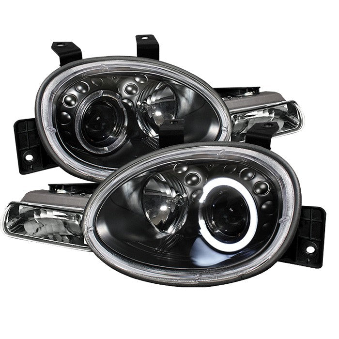 ( Spyder Signature ) Dodge Neon 95-99 / Plymouth Neon 95-99 Projector Headlights - LED Halo - Black - High H1 (Included) - Low H1 (Included)