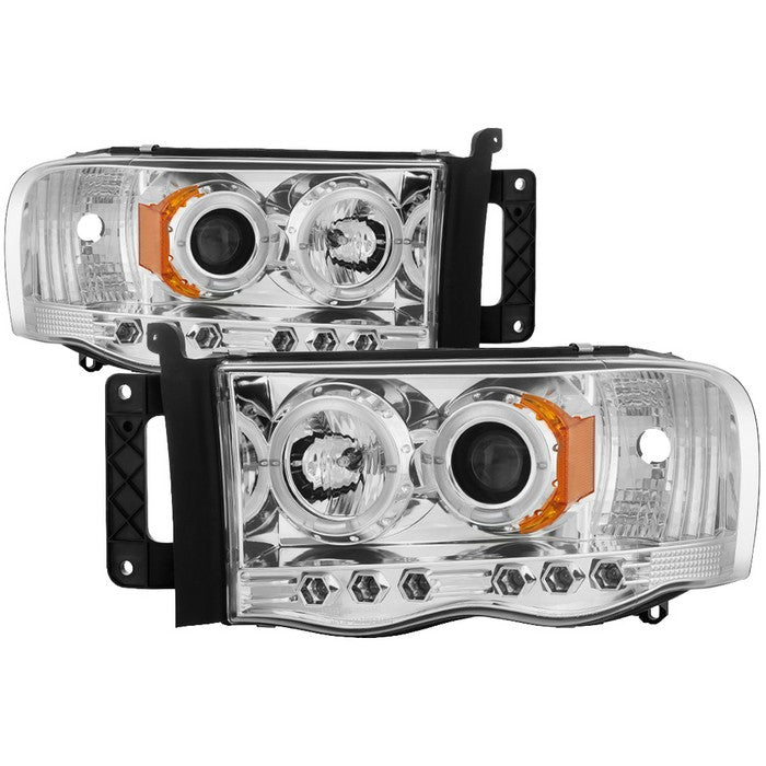 ( Spyder Signature ) Dodge Ram 1500 02-05 / Ram 2500/3500 03-05 Projector Headlights - LED Halo - LED ( Replaceable LEDs ) - Chrome - High H1 (Included) - Low H1 (Included)