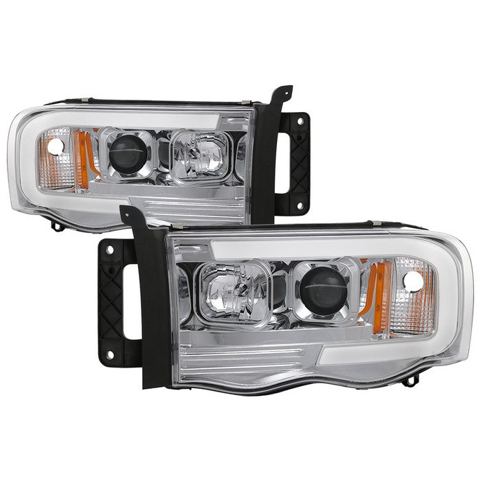 ( Spyder Signature ) Dodge Ram 1500 02-05 / Ram 2500/3500 03-05 Version 2 Projector Headlights - Light Bar DRL - Chrome