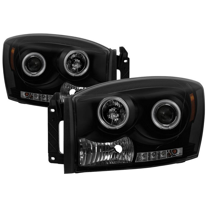 ( Spyder Signature ) Dodge Ram 1500 06-08 / Ram 2500/3500 06-09 Projector Headlights - CCFL Halo - LED ( Replaceable LEDs ) - Black Smoke - High H1 (Included) - Low H1 (Included)