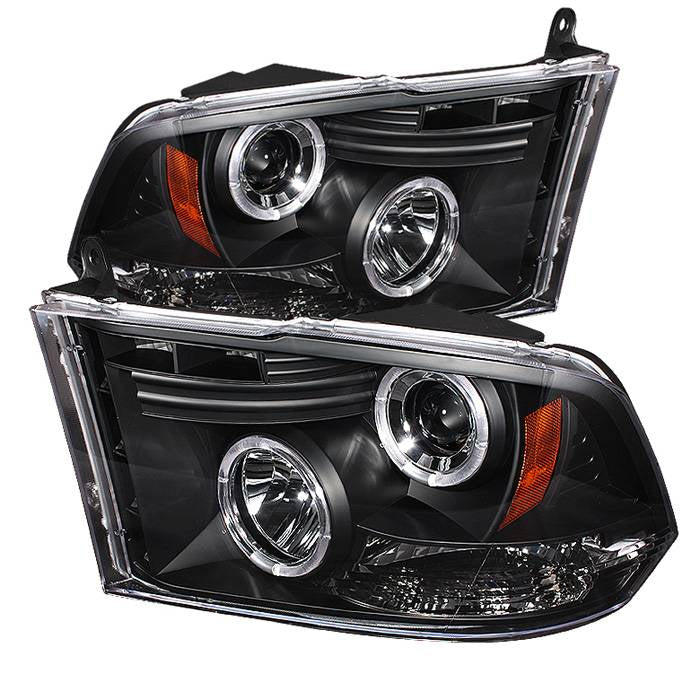 ( Spyder Signature ) Dodge Ram 1500 09-18 / Ram 2500/3500 10-19 Projector Headlights - Halogen Model Only ( Not Compatible With Factory Projector And LED DRL ) - LED Halo - LED ( Non Replaceable LEDs ) - Black - High 9005 (Not Included)- Low H1 (Included)