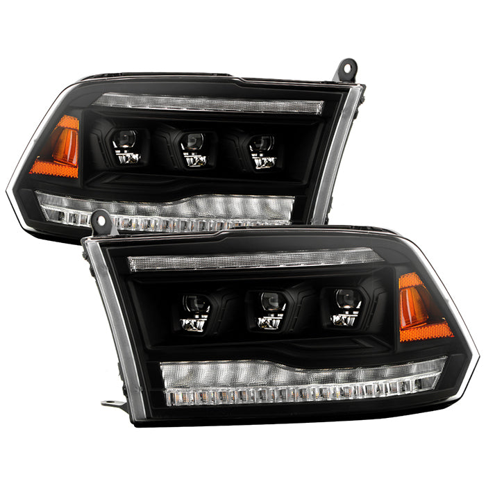 ( Spyder Apex ) Dodge Ram 1500 2009-2018 / Ram 2500/3500 2010-2019 Factory Halogen Model Only ( Not Compatible With Factory Projector And LED DRL ) Version 2 High-power LED Module Equipped Headlights  - Sequential LED Turn Signal Lights - Black