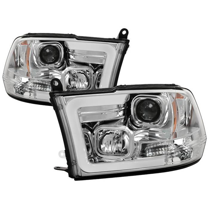 ( Spyder Signature ) Dodge Ram 1500 09-18 / Ram 2500/3500 10-19 Version 2 Projector Headlights - Halogen Model Only ( Not Compatible With Factory Projector And LED DRL ) - Light Bar DRL - Low Beam-H7(Included) ; High Beam-H1(Included) ; Signal-3157A(Not I