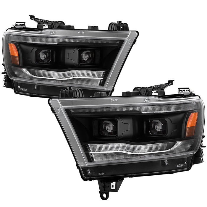 ( Spyder Apex ) Dodge Ram 2019-2020 Halogen Model Only ( Do Not Fit Factory LED Model ) High-power LED Module (High Beam And Low Beam) Equipped Headlights - Black - Low Beam: LED (Included) - High Beam: LED (Included) - Turn Signal: Sequential LED