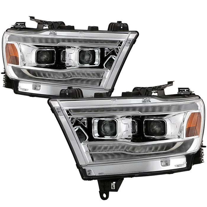 ( Spyder Apex ) Dodge Ram 2019-2020 Halogen Model Only ( Do Not Fit Factory LED Model ) High-power LED Module (High Beam And Low Beam) Equipped Headlights - Chrome - Low Beam: LED (Included) - High Beam: LED (Included) - Turn Signal: Sequential LED