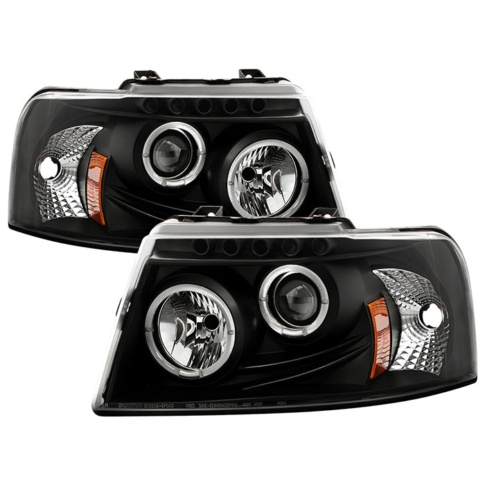 ( Spyder Signature ) Ford Expedition 03-06 Projector Headlights - LED Halo - LED ( Replaceable LEDs ) - Black - High 9005 (Not Included) - Low 9006 (Not Included)