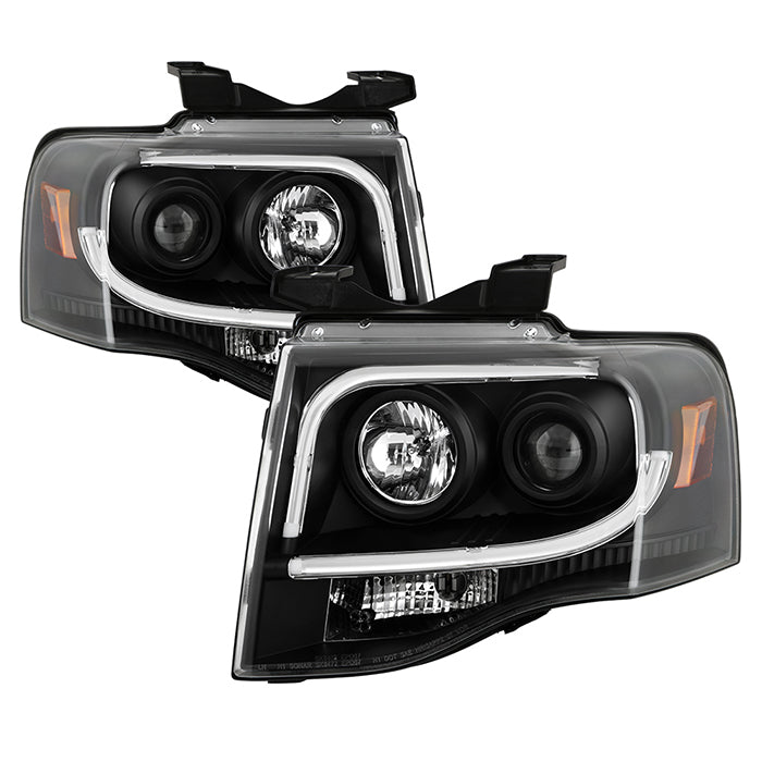 ( Spyder Signature ) Ford Expedition 07-13 Projector Headlights - Light Tube DRL - Black - High H1 (Included) - Low H1 (Included)